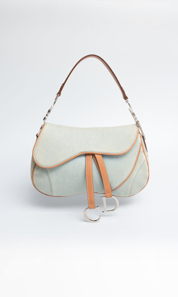 Dior Denim Double Saddle Bag