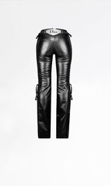 Dior Logo Plate Leather Trousers