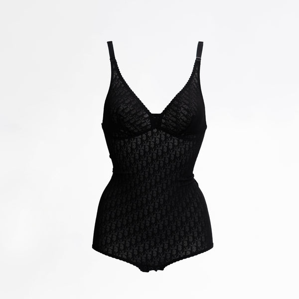 Black Sheer Logo Monogram Bodysuit