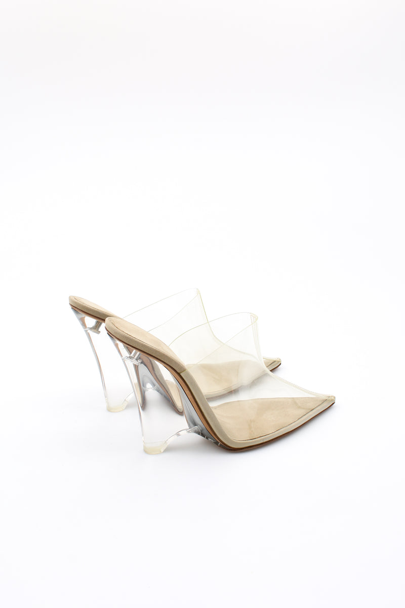 Yeezy Bargain Yeezy Wedge Mules YEEZY Beige Thong Heel Sandals Yeezy