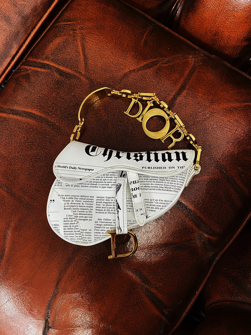Dior Galliano Newspaper Mini Saddle Bag