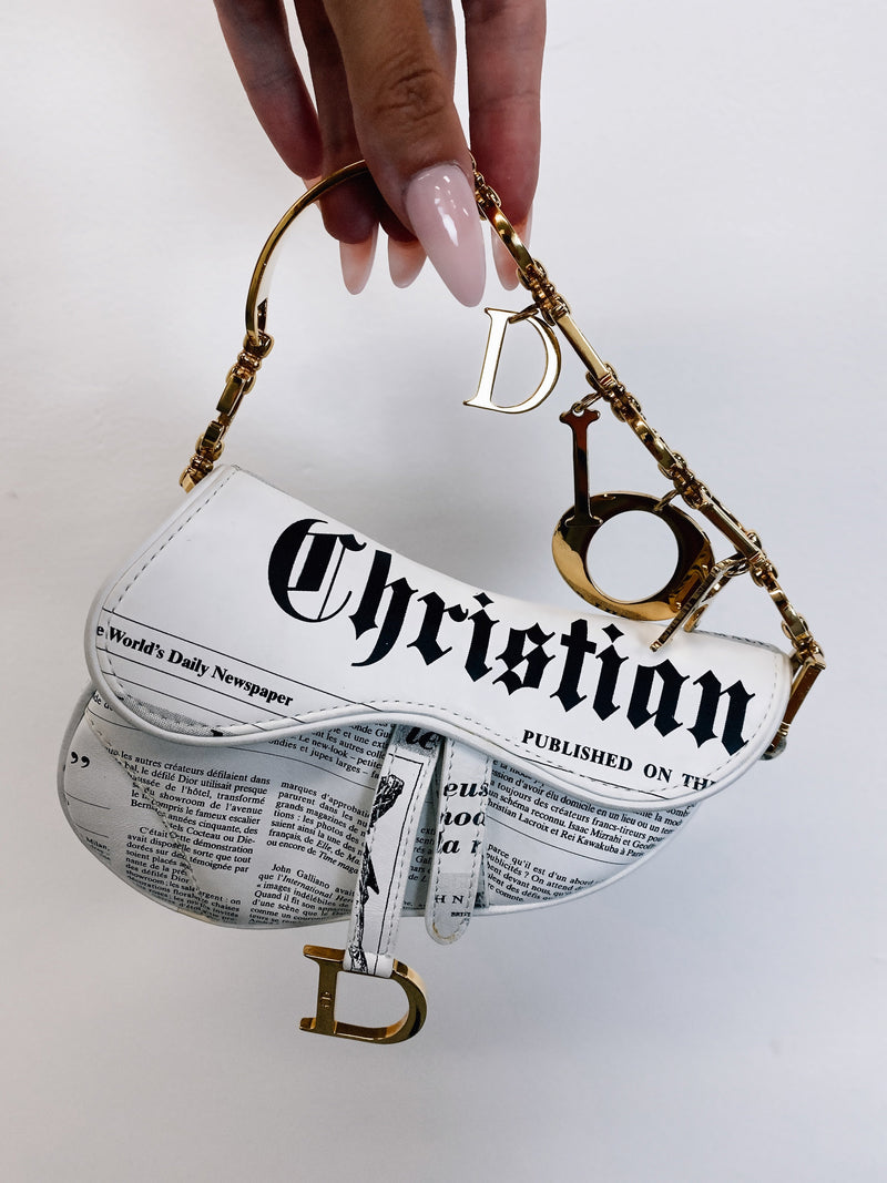 Dior Galliano Newspaper Mini Saddle Bag